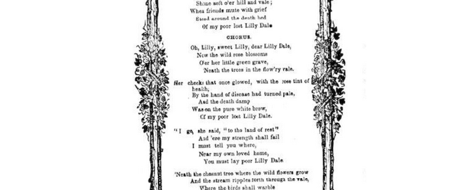 A photo of an old copy of Lily Dale's lyrics. Photo Credit: Library of Congress